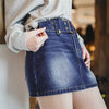 Vintage Denim Bottom For Street Style Belted Pocket Short Skirt Mssza