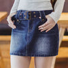Vintage Denim Bottom For Street Style Belted Pocket Short Skirt Mssza