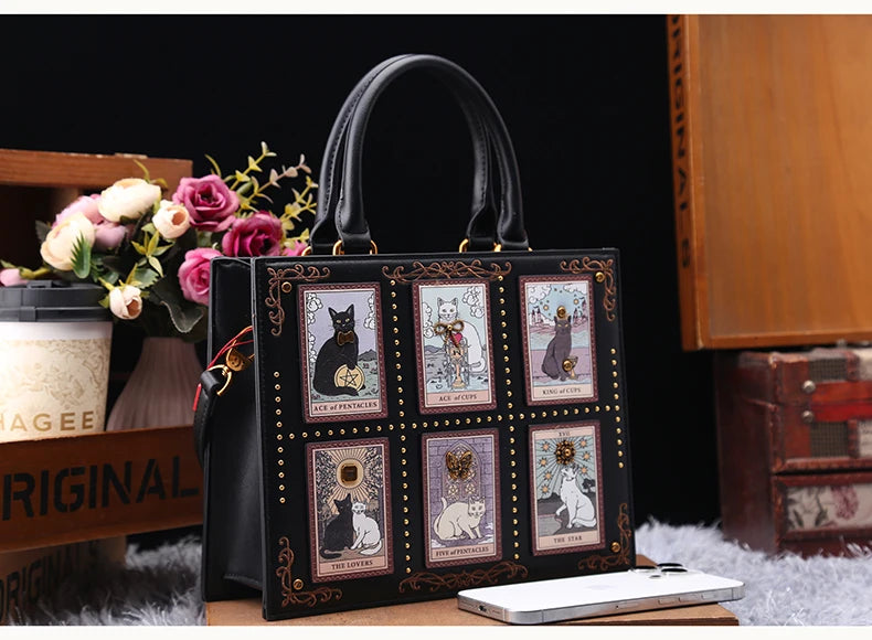 Vintage Designer Bag With Embroidery Cat Printing And Fashionable Tote Bag Mssza