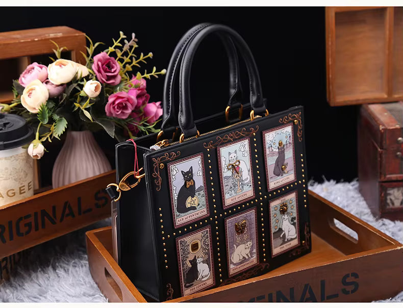 Vintage Designer Bag With Embroidery Cat Printing And Fashionable Tote Bag Mssza