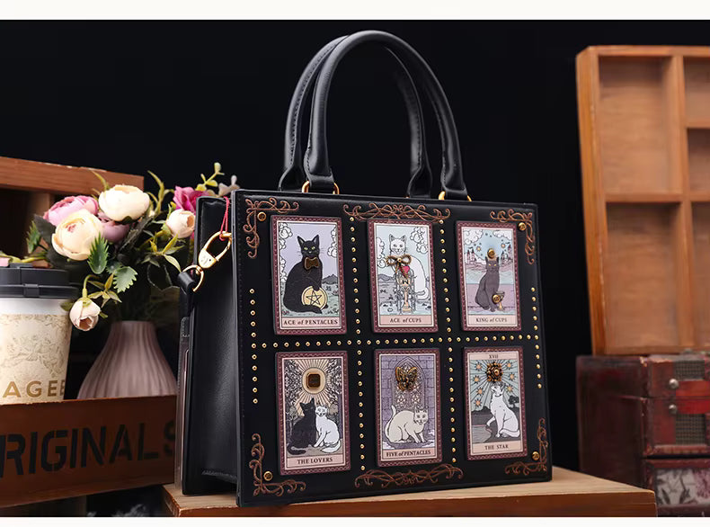 Vintage Designer Bag With Embroidery Cat Printing And Fashionable Tote Bag Mssza