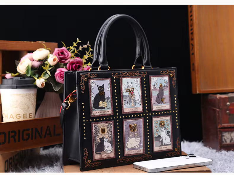 Vintage Designer Bag With Embroidery Cat Printing And Fashionable Tote Bag Mssza