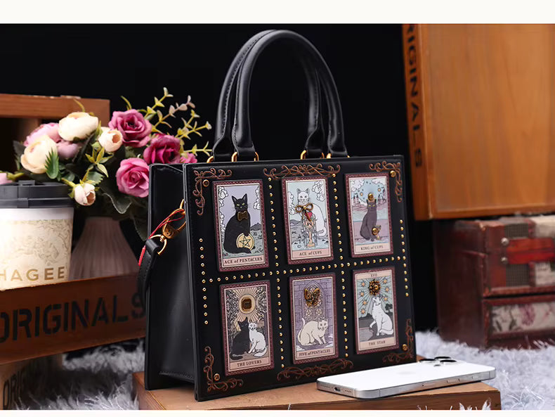 Vintage Designer Bag With Embroidery Cat Printing And Fashionable Tote Bag Mssza