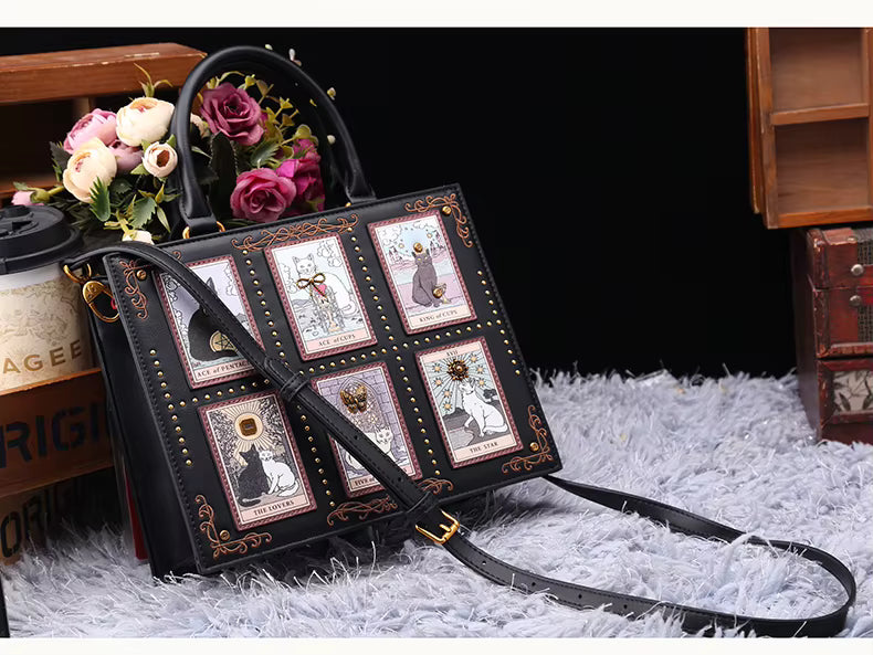 Vintage Designer Bag With Embroidery Cat Printing And Fashionable Tote Bag Mssza