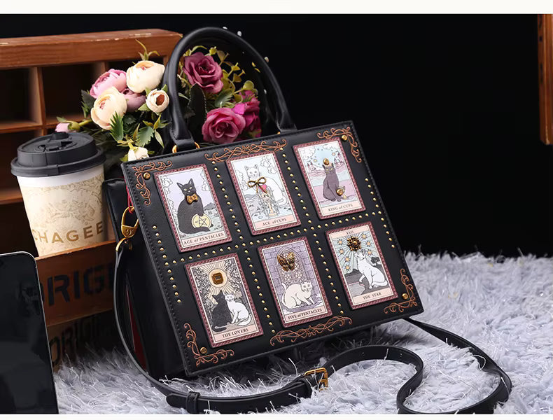 Vintage Designer Bag With Embroidery Cat Printing And Fashionable Tote Bag Mssza