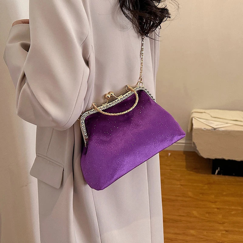 Vintage Designer With Chain Bags Lock Shell Clip Retro Evening Handbags Mssza
