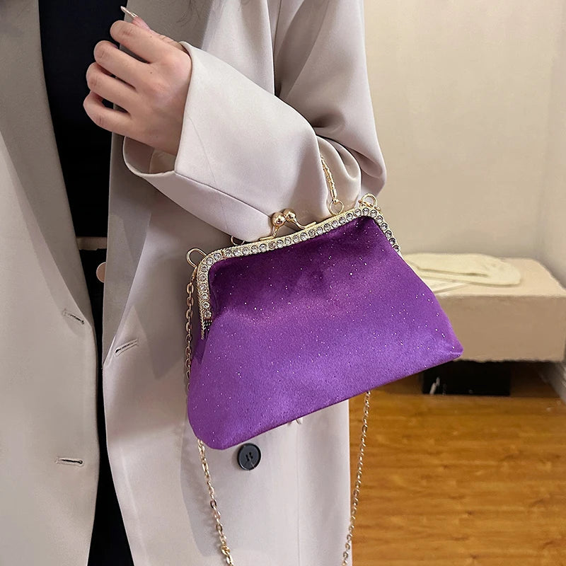 Vintage Designer With Chain Bags Lock Shell Clip Retro Evening Handbags Mssza