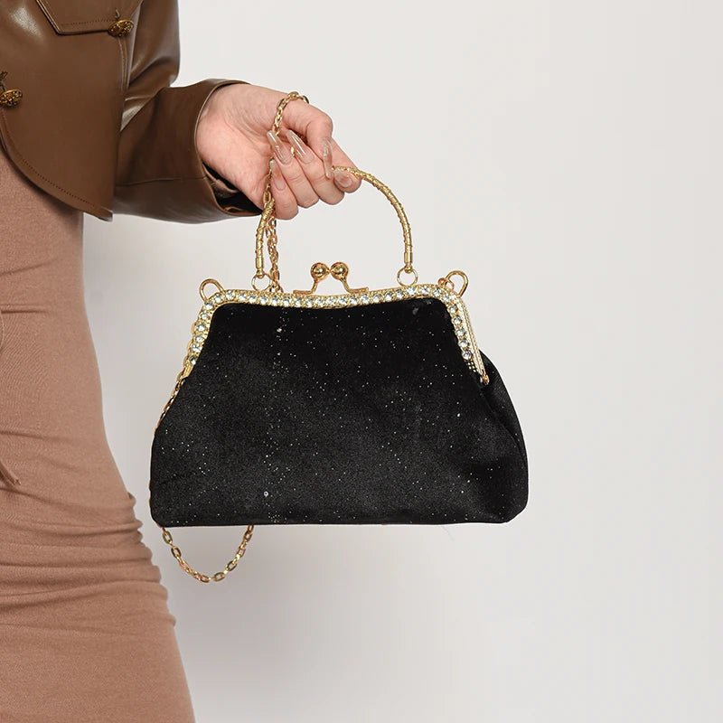 Vintage Designer With Chain Bags Lock Shell Clip Retro Evening Handbags Mssza