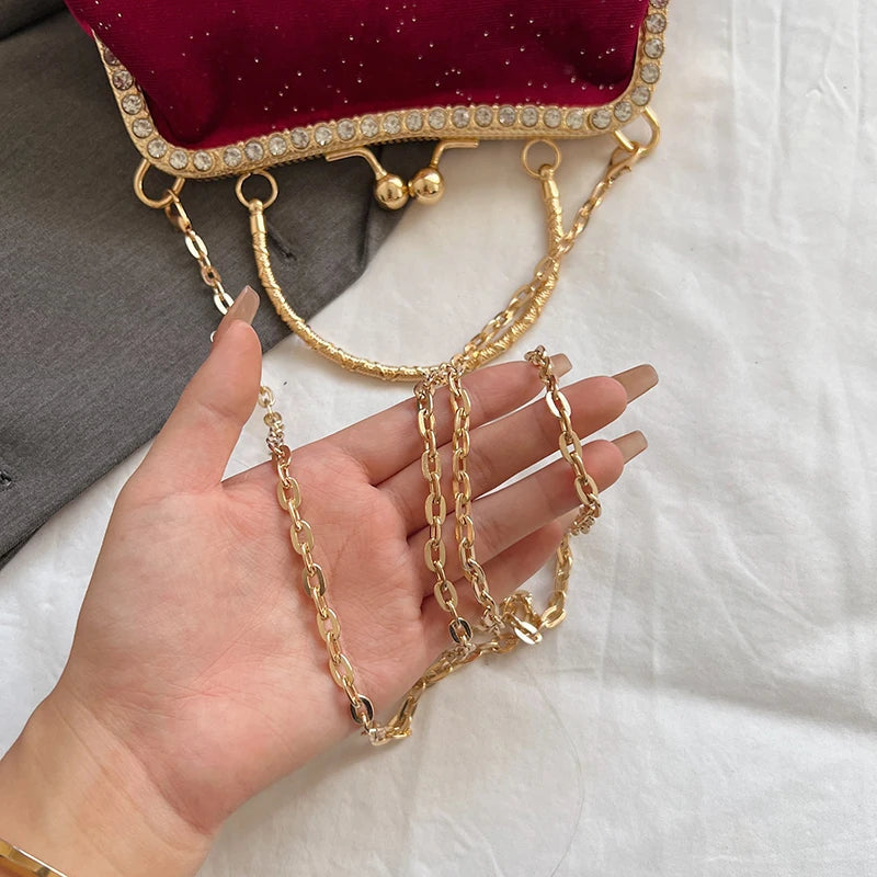 Vintage Designer With Chain Bags Lock Shell Clip Retro Evening Handbags Mssza