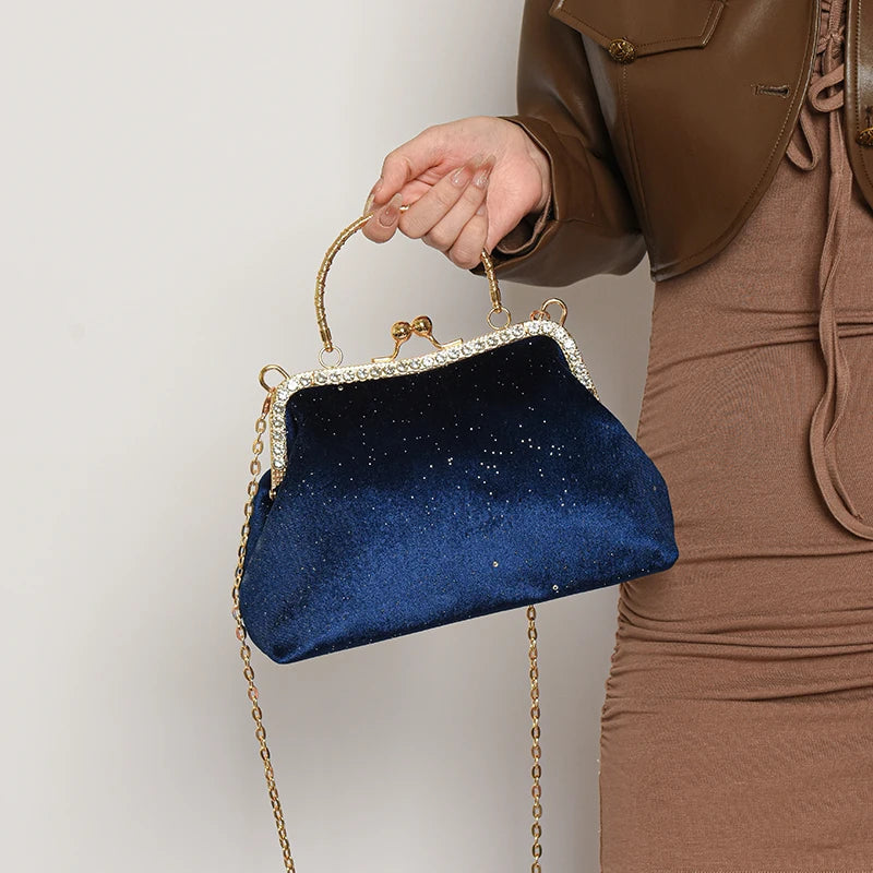 Vintage Designer With Chain Bags Lock Shell Clip Retro Evening Handbags Mssza