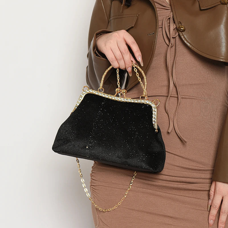 Vintage Designer With Chain Bags Lock Shell Clip Retro Evening Handbags Mssza