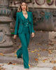 Vintage Double Breasted Peaked Lapel Slim Fit Office Jacket Pants 3 Pieces Set Mssza