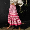 Vintage Elastic Waist Floral Print Ethnic Beach Style Bohemian Skirt Mssza