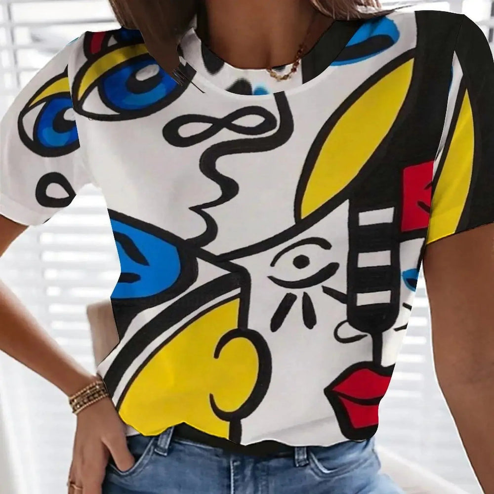 Vintage Elegant Short Sleeve Trend Tees Casual O-neck Tops Mssza