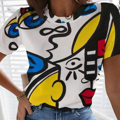 Vintage Elegant Short Sleeve Trend Tees Casual O-neck Tops Mssza