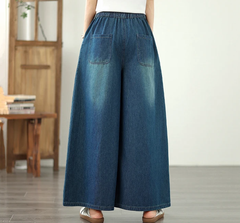 Vintage Embroidery High Waist Thin Denim Ankle-Length Pants Mssza
