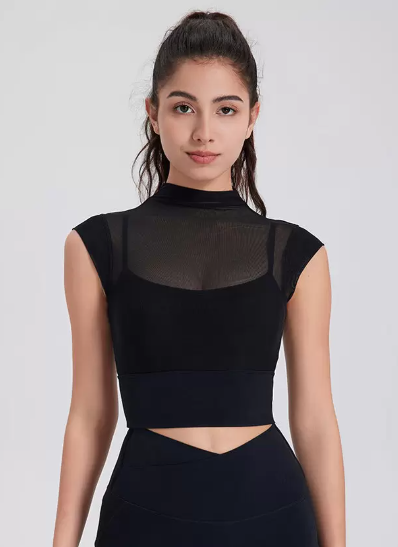 Vintage Sporty Top Round Neck Cap Sleeves Outdoor In Solid T-Shirt Mssza