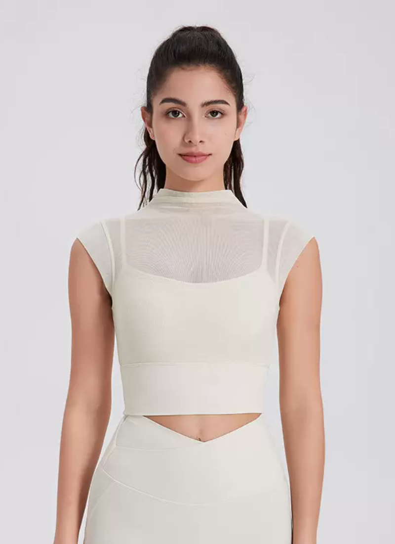 Vintage Sporty Top Round Neck Cap Sleeves Outdoor In Solid T-Shirt Mssza