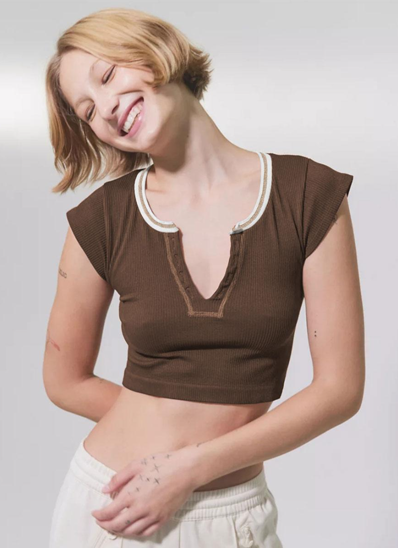 Vintage Sporty U-Neck Sleeveless Cami Crop Top T-Shirt Mssza