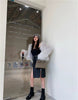 Vintage Faux Leather Double Zip Matte Office Lady Straight PU Split Skirt Mssza