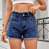 Vintage Fringed Zip Fly High Waisted Straight Trim Denim Shorts Mssza