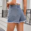 Vintage Fringed Zip Fly High Waisted Straight Trim Denim Shorts Mssza