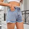 Vintage Fringed Zip Fly High Waisted Straight Trim Denim Shorts Mssza