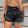Vintage Fringed Zip Fly High Waisted Straight Trim Denim Shorts Mssza
