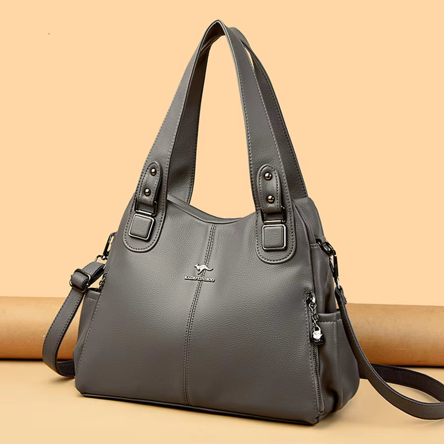 Vintage Genuine Soft PU Leather Shoulder Casual Tote Bag Mssza