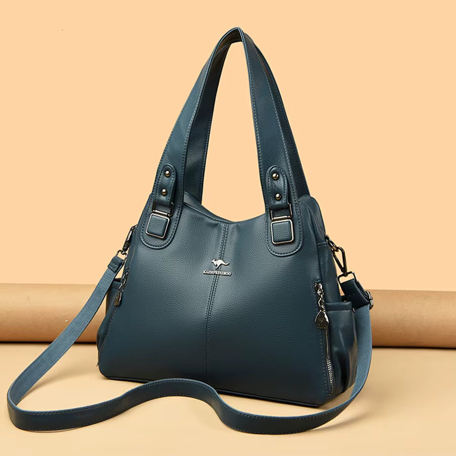 Vintage Genuine Soft PU Leather Shoulder Casual Tote Bag Mssza