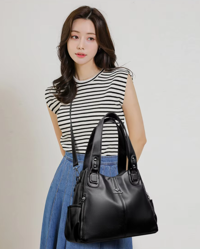 Vintage Genuine Soft PU Leather Shoulder Casual Tote Bag Mssza
