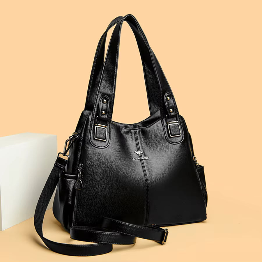 Vintage Genuine Soft PU Leather Shoulder Casual Tote Bag Mssza