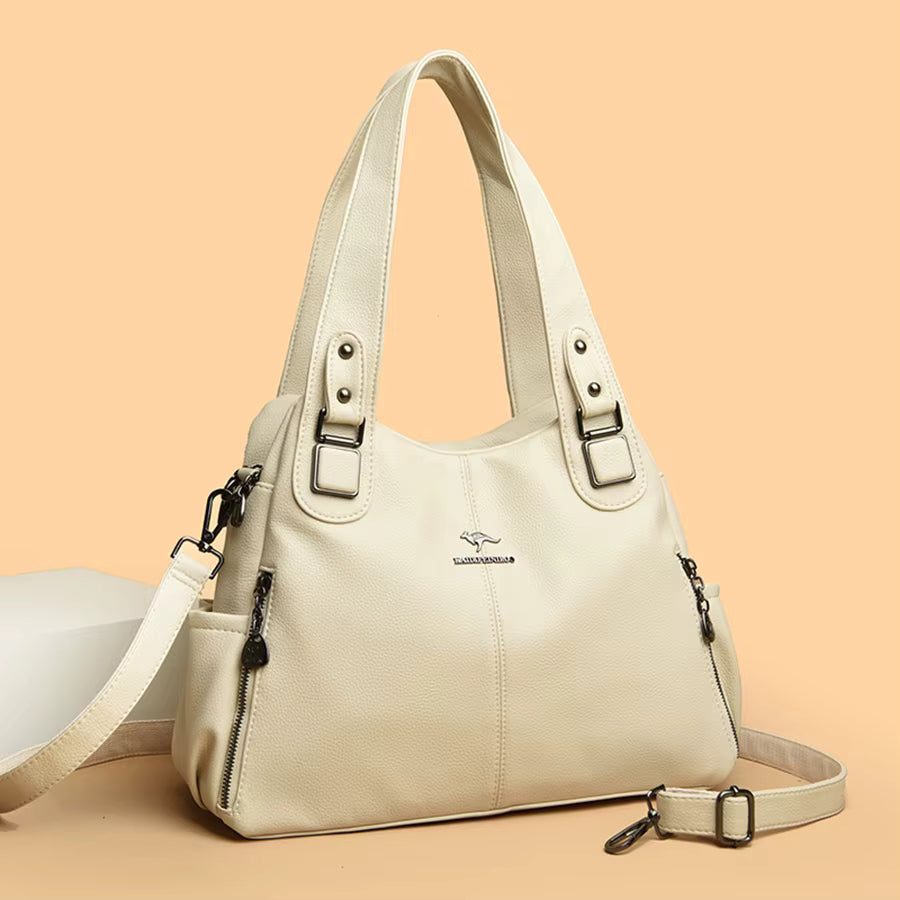 Vintage Genuine Soft PU Leather Shoulder Casual Tote Bag Mssza