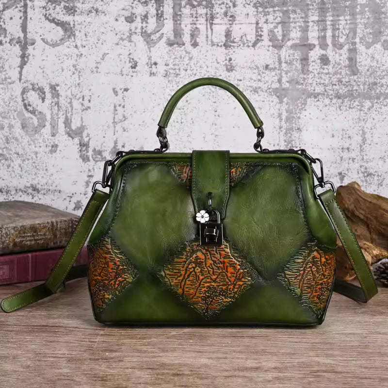 Vintage Handmade Embossed Leather Designer Shoulder Crossbody Bags Mssza
