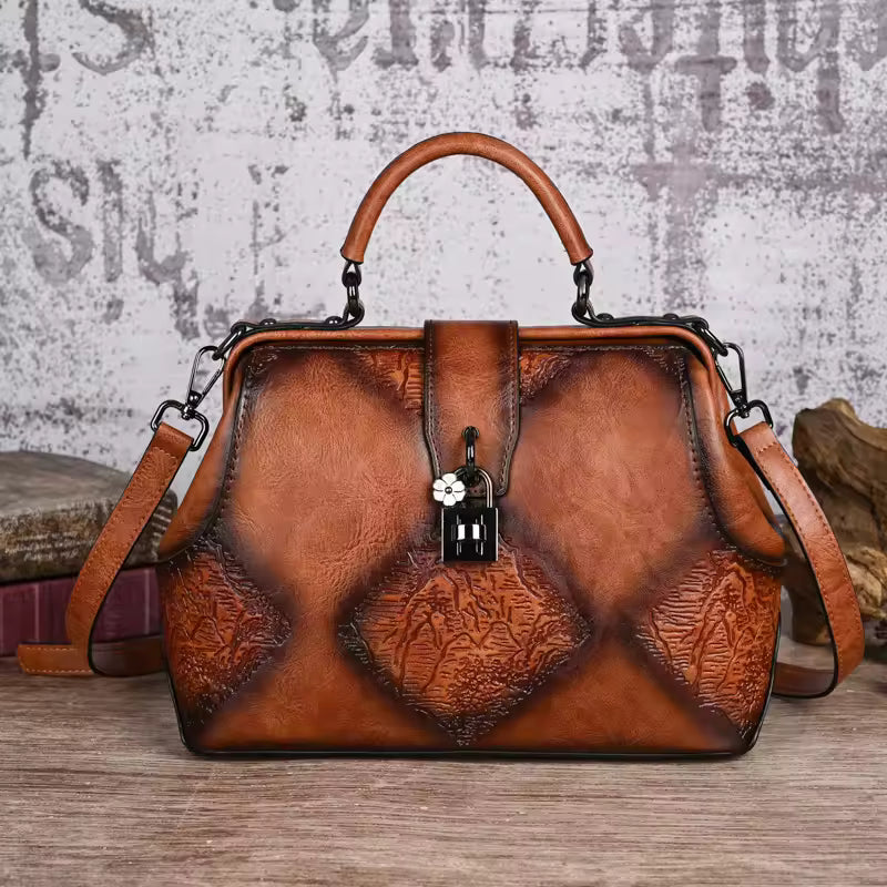 Vintage Handmade Embossed Leather Designer Shoulder Crossbody Bags Mssza