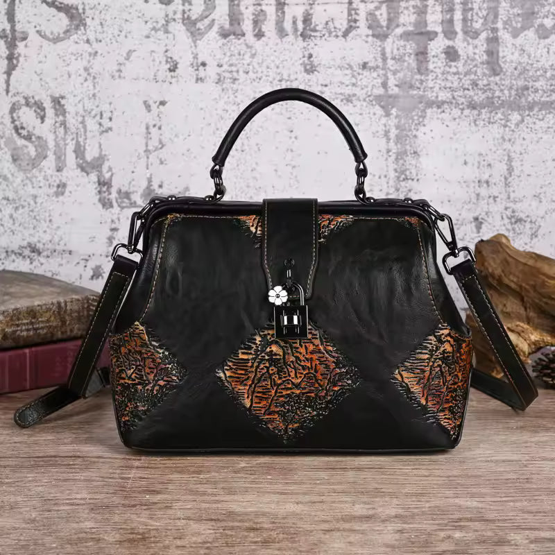 Vintage Handmade Embossed Leather Designer Shoulder Crossbody Bags Mssza
