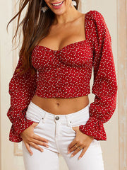 Vintage Heart Printed Long Sleeves Tops Mssza