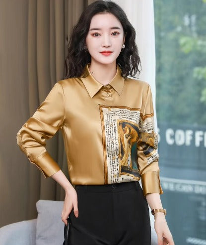 Vintage High Quality Designer Style Satin Shirts Mssza