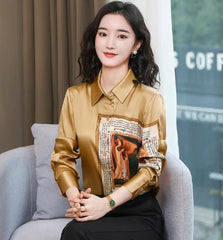 Vintage High Quality Designer Style Satin Shirts Mssza
