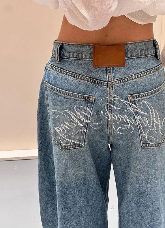 Vintage High Waisted Straight Streetwear Loose Large Wide Leg Denim Pants Mssza