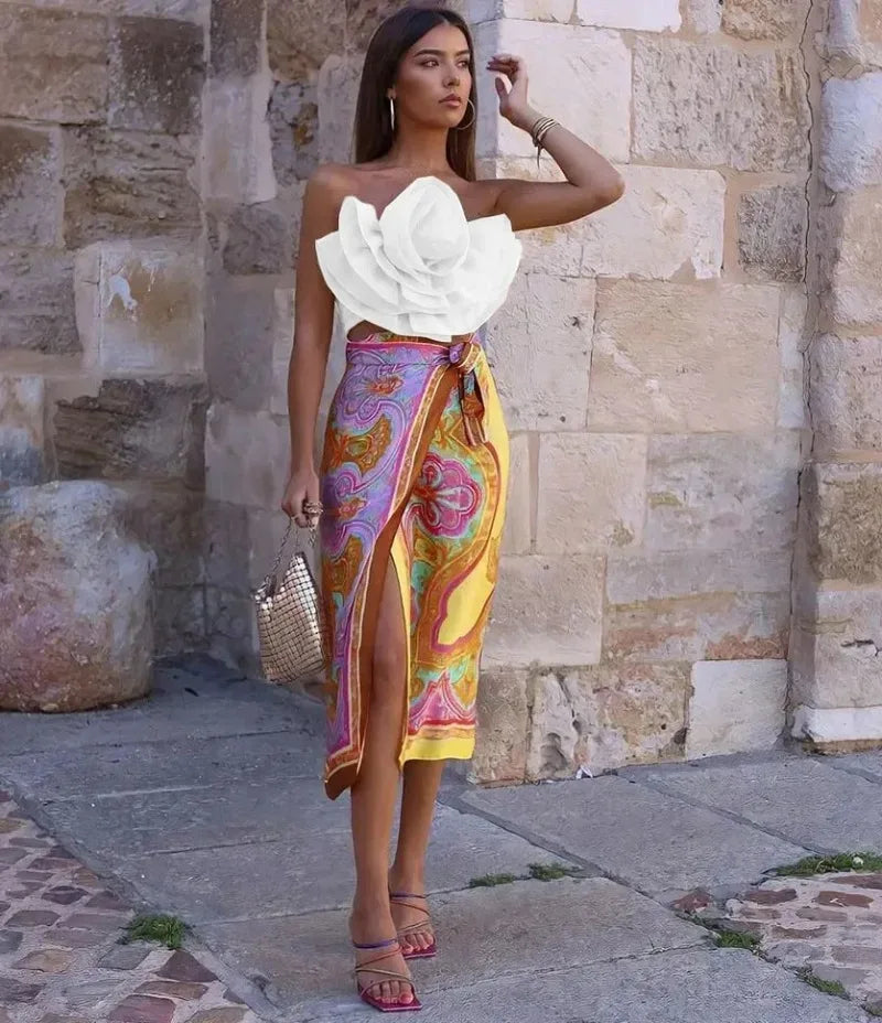 Vintage Hollow Out Applique Rose Flower Halter Neck Crop Tops Mssza