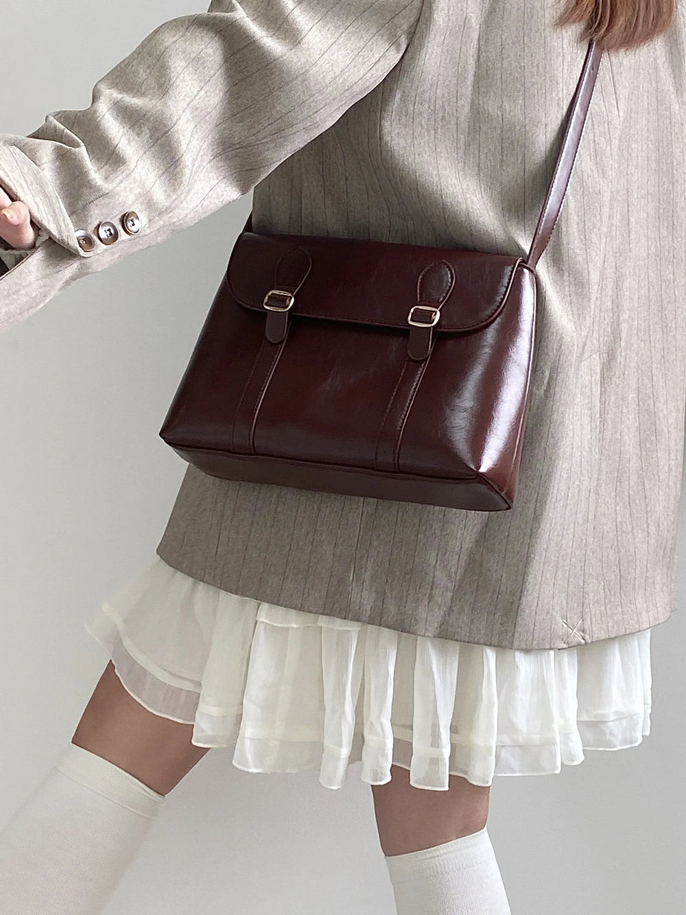 Vintage Large Capacity Ladies Tote Purse Pu Leather Messenger Shoulder Bag Mssza