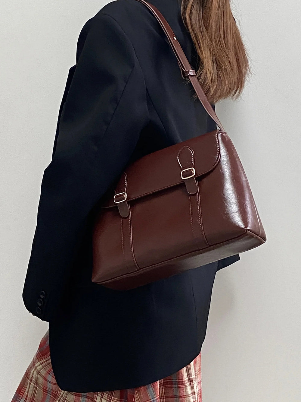 Vintage Large Capacity Ladies Tote Purse Pu Leather Messenger Shoulder Bag Mssza