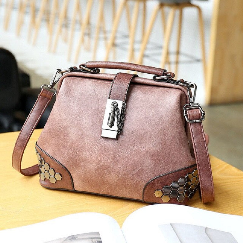 Vintage Leather Rivet Small Crossbody Bag Mssza