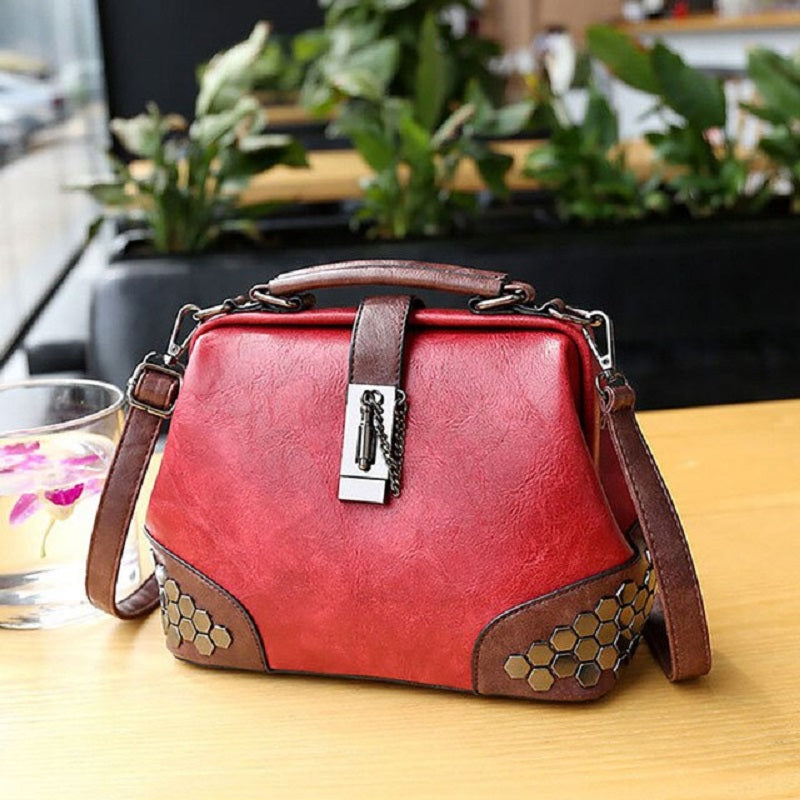 Vintage Leather Rivet Small Crossbody Bag Mssza