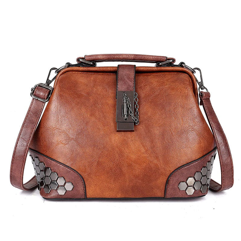 Vintage Leather Rivet Small Crossbody Bag Mssza