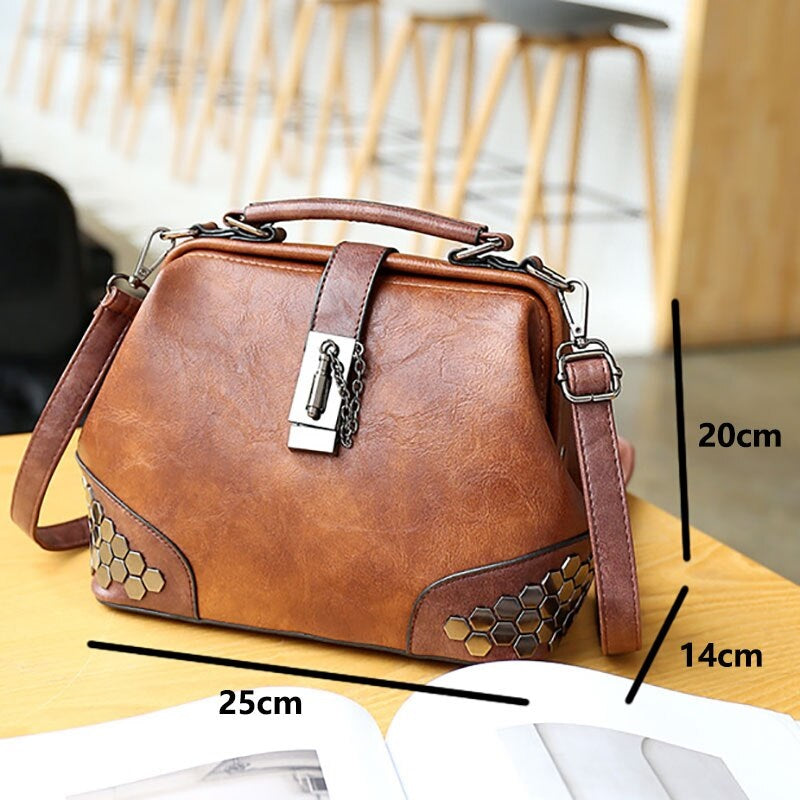 Vintage Leather Rivet Small Crossbody Bag Mssza