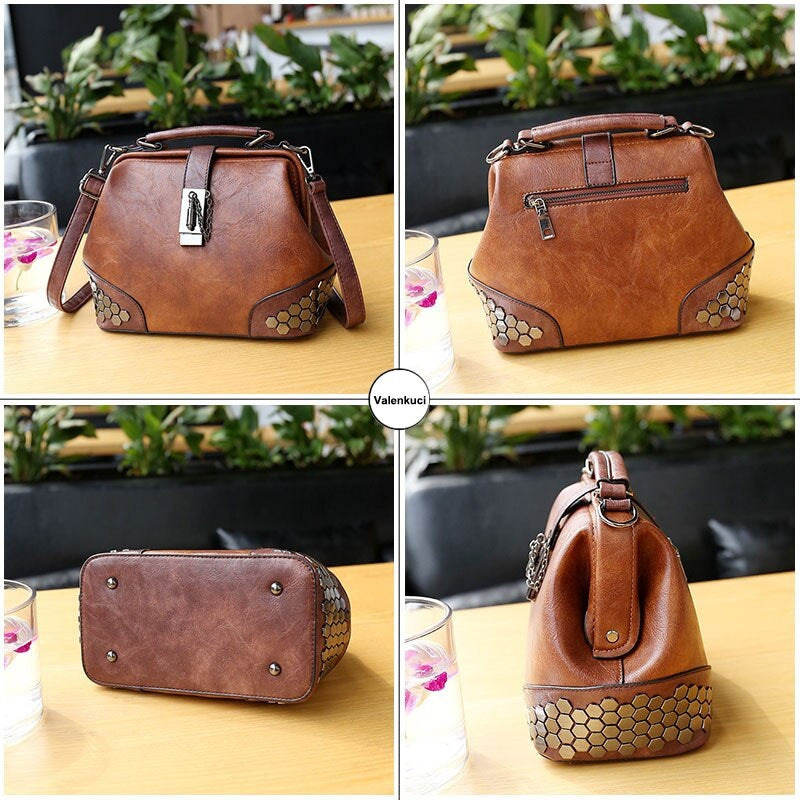 Vintage Leather Rivet Small Crossbody Bag Mssza