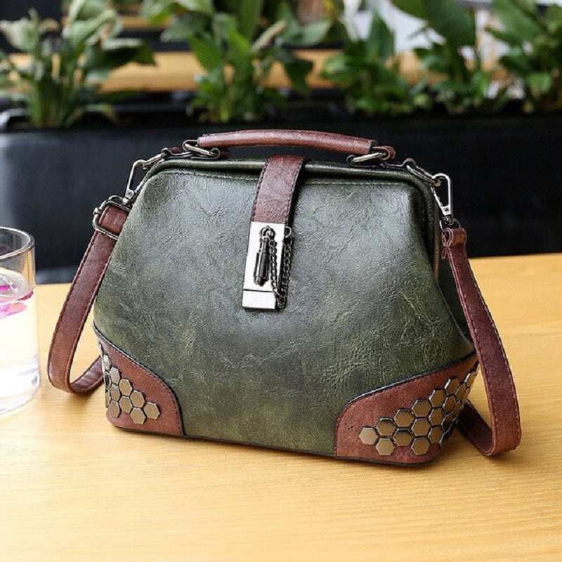 Vintage Leather Rivet Small Crossbody Bag Mssza
