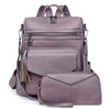 Vintage Leopard Print Block Design with Tassel Stain-Resistant Leather Backpack Mssza